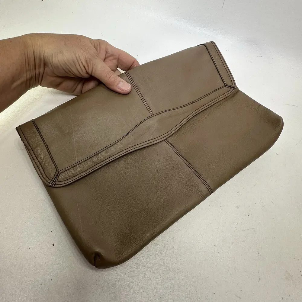 Vtg B Young Handbag Women S Brown Leather Envelope Clutch Purse Shoulder Bag